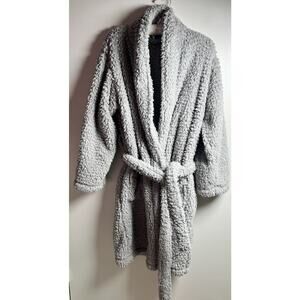 Pottery Barn Unisex Medium Adult Cozy Comfort Robe Belted Sherpa Fleece Gray